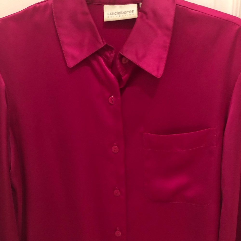 Liz Claiborne Fuchsia Button-Up Blouse